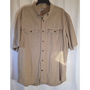 Carhartt Mens Short Sleeve Work Shirt Tan Sz Large 100% Cotton